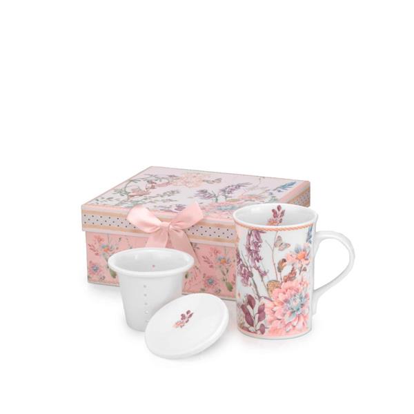 TAZZA CON INFUSORE PEONIA IN PORCELLANA CM.Ø8XH11,5