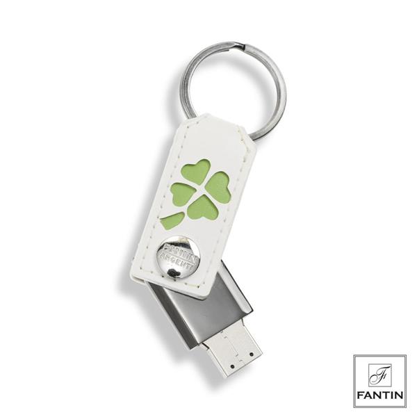 PORTACHIAVI USB 16 GB PELLE BIANCA