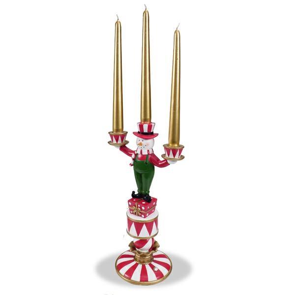 CANDELABRO 3 FIAMME PUPAZZO DI NEVE CM.19X14XH36