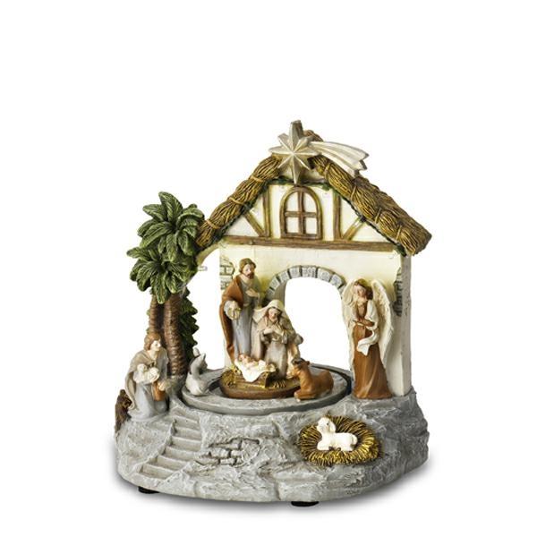 PRESEPE CON LUCI LED MUSICA E MOVIMENTO CM.19X16,5XH21