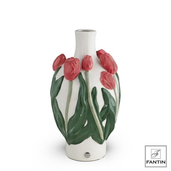 VASO GOCCIA TULIPANI LIGHT RED CM.16X16XH26