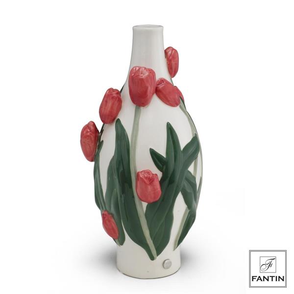 VASO GOCCIA TULIPANI LIGHT RED CM.15X15XH30