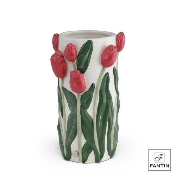 VASO CILINDRO TULIPANI LIGHT RED CM. Ø14  H23