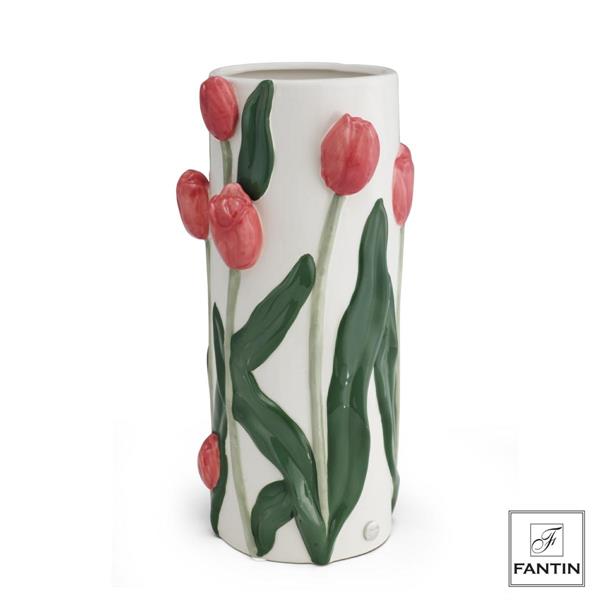 VASO CILINDRO TULIPANI LIGHT RED CM. Ø14,5  H28,3