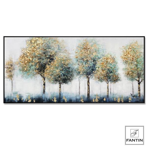 QUADRO CON CORNICE FORESTA DORATA CM.150X70