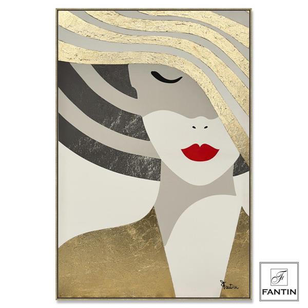 QUADRO CON CORNICE VOLTO MADAME GOLD CM.80X120