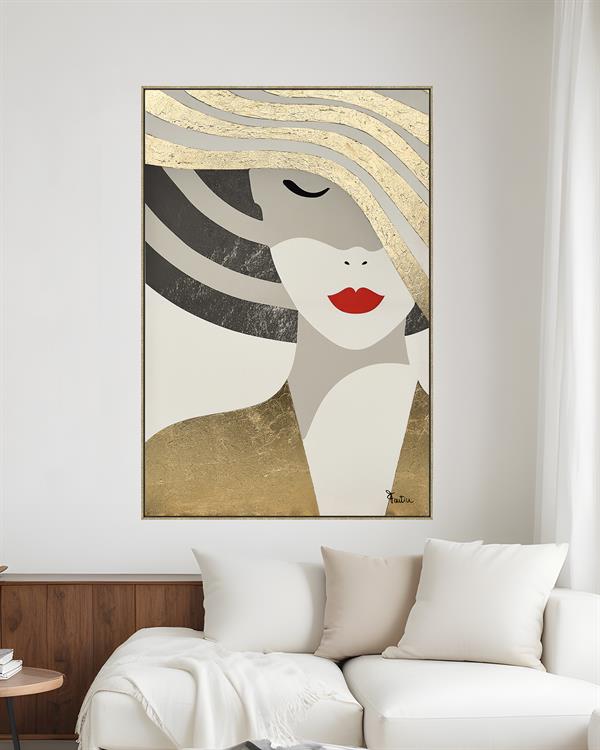 QUADRO CON CORNICE VOLTO MADAME GOLD CM.80X120