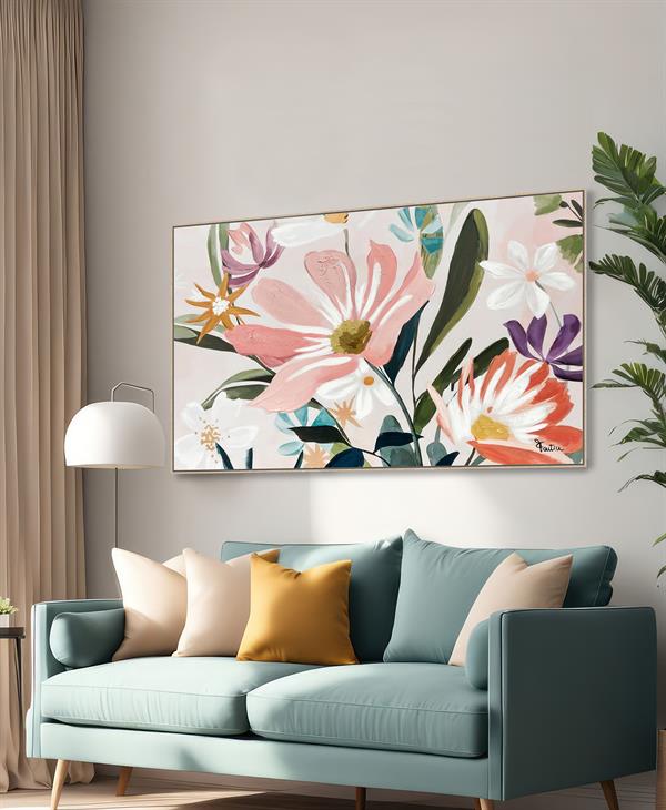 QUADRO CON CORNICE FIORI DI CAMPO CM. 120X80