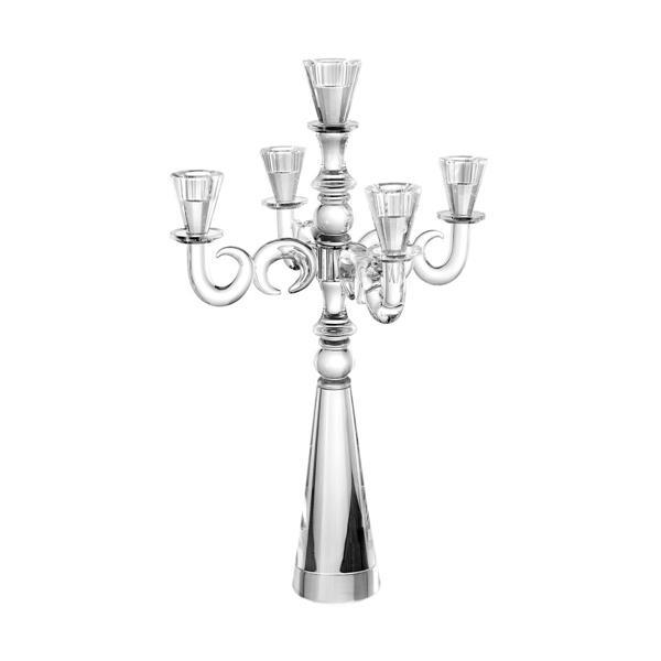 CANDELABRO CRISTALLO 5 FIAMME CM. 34X34XH53