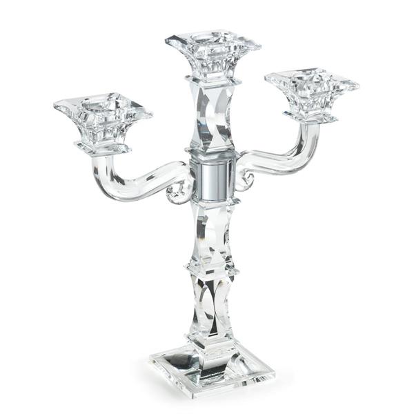 CANDELABRO CRISTALLO 3 FIAMME CM.H31X28