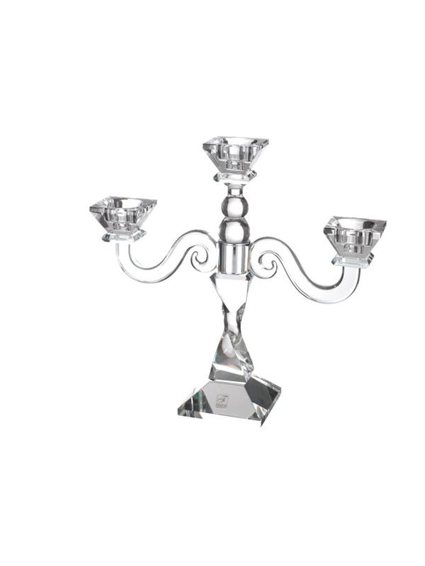 CANDELABRO CRISTALLO 3 FIAMME CM.33XH32