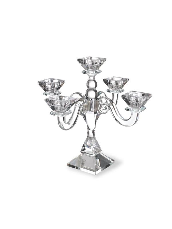 CANDELABRO CRISTALLO 5 FIAMME CM.33XH32