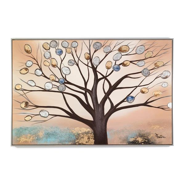 QUADRO CON CORNICE ALBERO FOGLIE CM.120X80