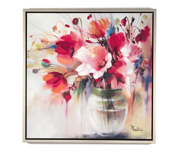 QUADRO CON CORNICE VASO CON FIORI CM.80X80