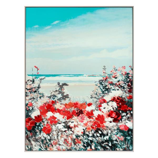 QUADRO CON CORNICE FIORI E MARE CM.90X120