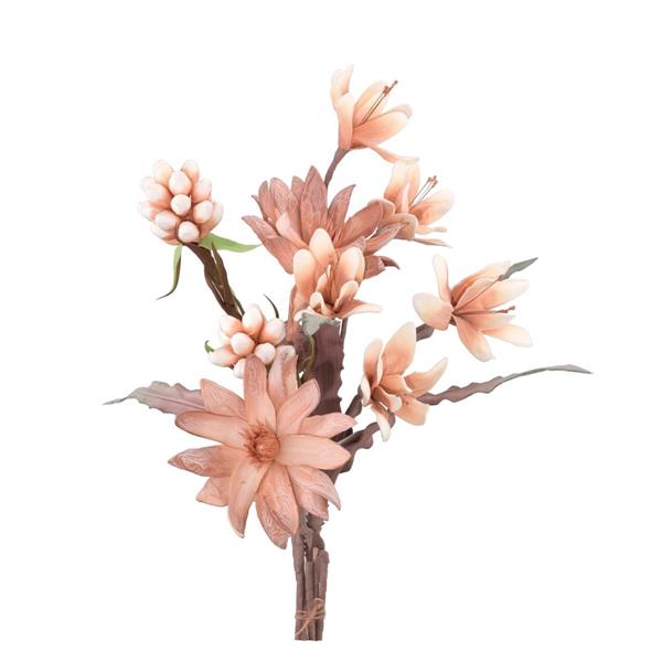 COMPOSIZ.FLOREALE MAGNOLIA E FIORI PESCA CM.90-100; 6 STELI